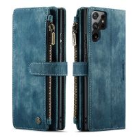 ஐ✒● for Samsung Galaxy S22 Ultra CaseMe Leather Case For Galaxy S22 Ultra S22 5G Zipper Wallet 2 In1 Design Card Slots Phone Cover