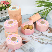 50pcs Hexagon Candy Box Gift Box Donut Bag Sweet Chocolate Packaging Case For Birthday Wedding Decoration Theme Party Favor Gift
