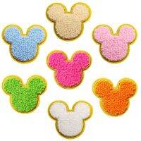 Mickey Mouse Chenille Patches DIY Disney Iron on Patch Diy Decor Clothes Cartoon Embroidered Self-adhesive Stickers Applique  Furniture Protectors  Re