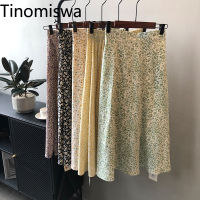 Tinomiswa Flower Printed Vintage Skirts Women High Waist Slim Elegant Jupe Femme A-line Mid Calf Temperament Gentle Faldas Mujer