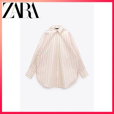 Zara เสื้อเชิ้ตผ้าไหม ลายทาง แฟชั่นฤดูใบไม้ร่วง ฤดูหนาว สไตล์ใหม่ สําหรับผู้หญิง ta