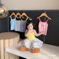 Xiaozhima Cute Baby Girls Stripe Tops Tank Cool Feeling Kids Girl Summer Sling Tshirt Sweet Girl Style Fashion Clothes For 0-6 Years