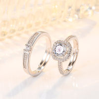 Korean Edition Diamond Set Zircon Couple Ring Womens Fashion Personality Four Claw Zircon Couple Ring P Simple Jewelry 3MHJ