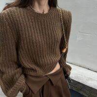 ۩ EVNISI O-Neck Loose Sweater Lantern Sleeves Knitted Pullovers Street 2023