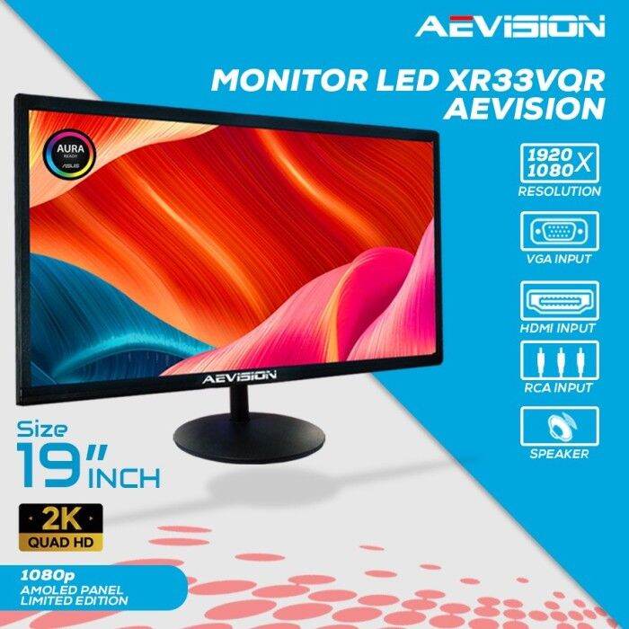 Monitor LED Aevision 19 inch HDMI VGA Layar Komputer CCTV DVR NEW