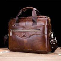 Mens Briefcase Genuine Cowhide Leather Business Laptop Messenger Bag