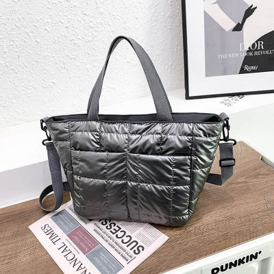 Hit Winter Padded Cotton Large Tote Bag for Women Brand Warm Shoulder Crossbody Bags Designer Women Travel Shopper Handbags