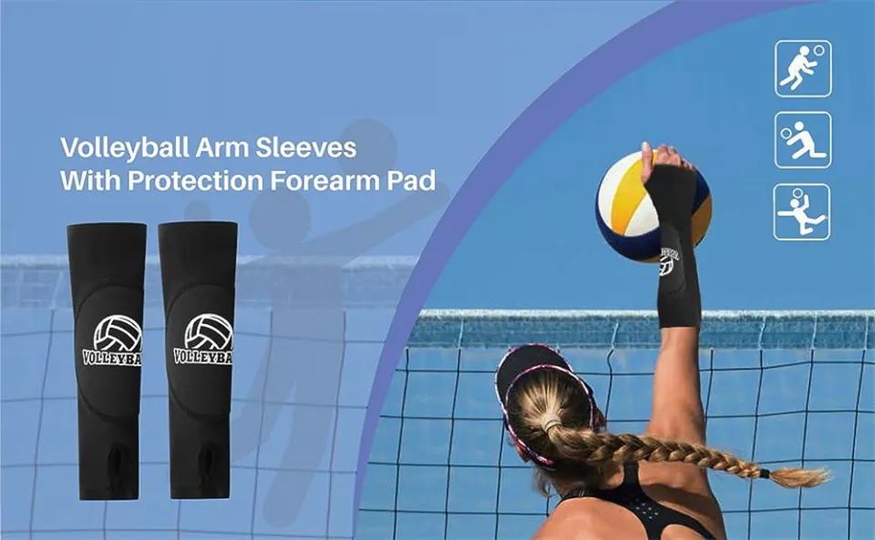 1 Pair Volleyball Arm Sleeves Passing Hitting Forearm Sleeves with Protection  Pads and Thumb Hole Padded Wrist Volleyball Sleeves
