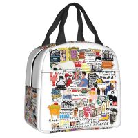 ♕﹍▣ Friends Collage Insulated Lunch Box for Women Warm Cooler Thermal Lunch Bag Kids School Children Food Picnic Container Tote