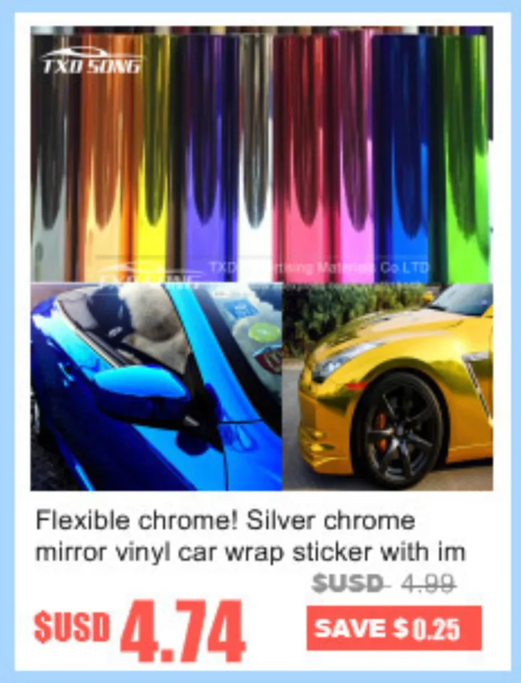 Flexible chrome! Silver chrome mirror vinyl car wrap sticker with