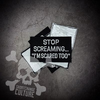 ตัวรีดติดเสื้อ ตัวรีดลายปัก อาร์มปัก Stop Screaming Patch - 8cm(L)x5cm(W)