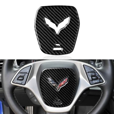 Carbon Fiber Car Steering Wheel Sticker Decal Trim Cover For Chevrolet Corvette C7 2014 2015 2016 2017 2018 2019 Accessories