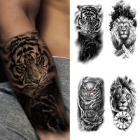 Waterproof Temporary Tattoo Sticker Lion Flower Tiger Owl Man Body Art Arm Leg Fake Fashion Woman Tattoos Removable