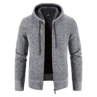 2023 Winter Thick Cardigan Mens Sweater Zipper Hooded Fashion Warm Slim Fit Knitted Sweater Male Fleece Hoodies Coats Men M-4Xl