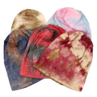 【YD】 Geebro Tie Dye Soft Hats slouch Ladies Knitted Slouchy Skullies Baggy Hat Gorras Caps