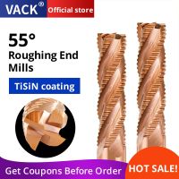 VACK คาร์ไบด์หยาบ End Mill 4 ขลุ่ย HRC55 Router Bits 4 6 8 10 12 14 16 18 20mm CNC Milling Cutter Metal Steels Roughing Mill