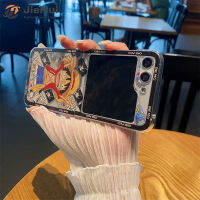 JieHui สำหรับ Samsung Z Flip5 PC หมวกฟาง luffy แฟชั่นเคสโทรศัพท์