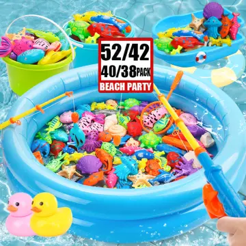 40 PCS Magnetic Fishing Toys Game Set for Kids Water Table Bathtub kiddie  Pool Party with Pole Rod Net, Plastic Floating Fish - Toddler Learning all
