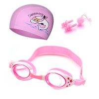 Kids Swimming glasses Children Cartoon Swim Caps Ear Plug Professional Dolphin Boy Eyewear Waterproof Hat Swimming Pool goggles Goggles