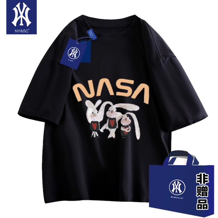 ny-เสื้อยืดคู่รักสำหรับทั้งหญิงและชายคลาสสิกแขนลำลองขาสั้นลำลองกีฬาคอกลมหลวมป้ายฤดูร้อนแฟชั่น