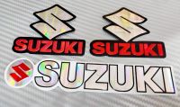 สติกเกอร์ฟอยล์ SUZUKI สีแดง สะท้อนแสง ตัวนูน ติดรถ แต่งรถ รถมอเตอร์ไซค์ Bigbike รถซิ่ง รถแข่ง *1 ชุด 3 ชิ้น 2 แบบ