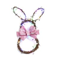 Easter Bunny Spring Wreath Blossom Rabbit Garland Artificial Wreaths for Front Door Decor