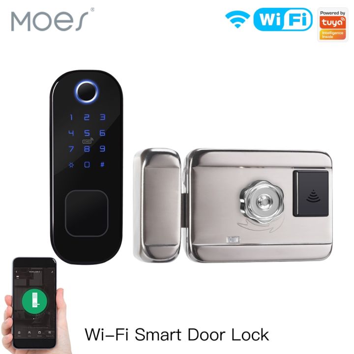 moes-wifi-tuya-ประตูล็อคอัจฉริยะล็อคล็อกลายนิ้วมือสมาร์ทโฮมประตูดิจิตอลล็อกรหัสผ่านความปลอดภัยสำหรับบ้านโรงแรม