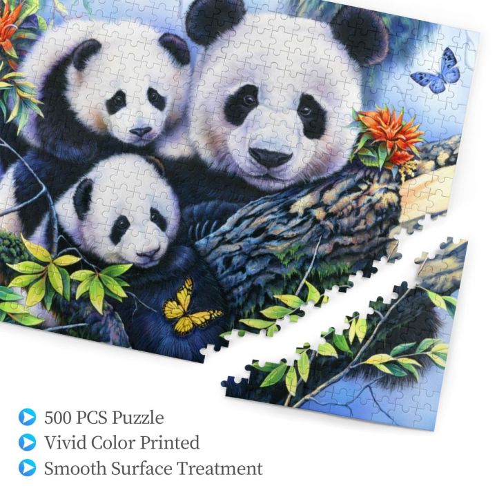 panda-family-wooden-jigsaw-puzzle-500-pieces-educational-toy-painting-art-decor-decompression-toys-500pcs