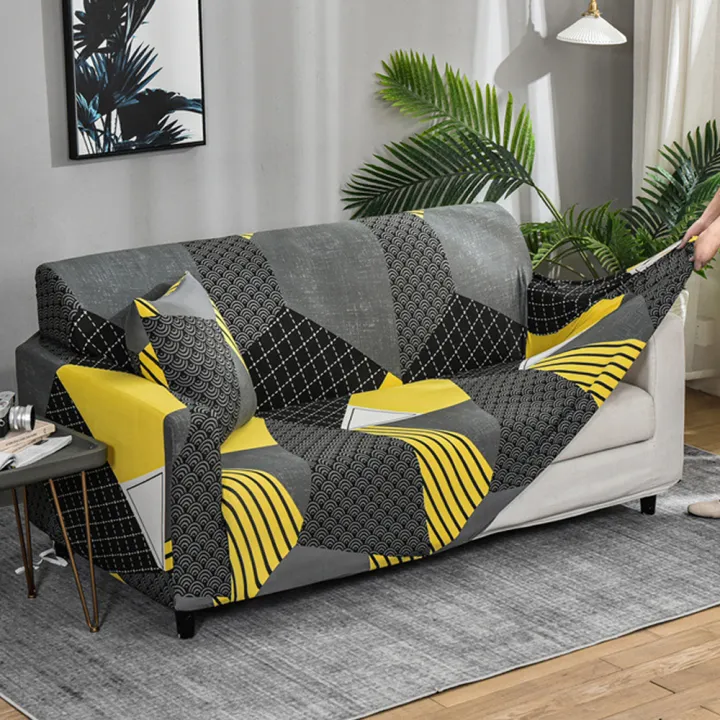 Geometric Design Two/Threeseater Sofa Cover Stretchable Sofa Slipcover