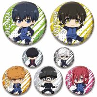 Anime Blue Lock Round Brooch Pin Isagi Yoichi Chigiri Hyoma Bachira Figure Cosplay Badge Lapel Pins for Backpack Hat Decor Gifts