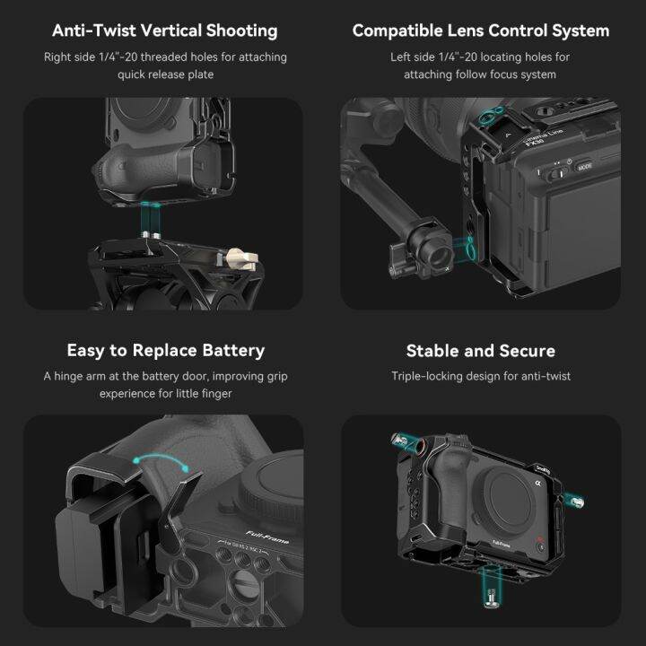 smallrig-cage-for-sony-fx30-fx3-camera-cage-rig-kit-with-cable-clamp-cold-shoe-nato-rail-accessories-for-mic-light-4138