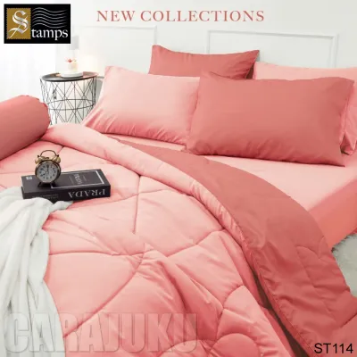 STAMPS ชุดผ้าปูที่นอน สีแดง ทูโทน Blossom ST114 #แสตมป์ส ชุดเครื่องนอน 5ฟุต 6ฟุต ผ้าปู ผ้าปูที่นอน ผ้าปูเตียง ผ้านวม