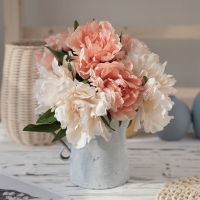 【DT】 hot  European Artificial Peony Flower Silk Flowers Simulation Peony Flower Bouquet Fake Leaf Wedding Home Party Decor