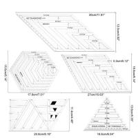 ไม้บรรทัดสามเหลี่ยมสำหรับอุปกรณ์วาดรูปแฮนด์เมด5ชิ้นแบบร่างต่อผ้าไม้บรรทัดผ้าแบบควิลท์สำหรับงานตัดเย็บ