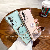 Phone Case เคส OPPO Reno10 Pro + Plus OPPO A78 NFC 4G Reno10Pro+ 5G การ์ตูนน่ารักแฟชั่น HELLO-KITTY Cat ขาตั้งกระจกแต่งหน้าแบบนิ่มเคสเคลือบอิเล็คโทรเพลท2023