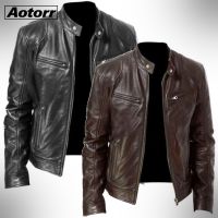 ZZOOI 2023 Mens Fashion Leather Jacket Slim Fit Stand Collar PU Jacket Male Anti-wind Motorcycle Lapel Diagonal Zipper Jackets Men 5XL