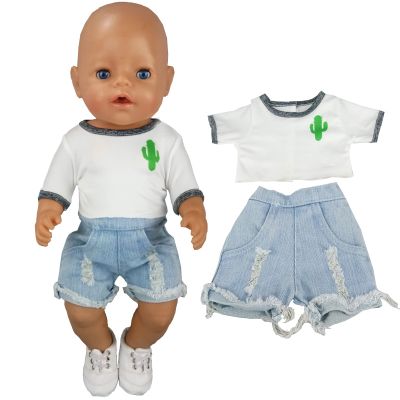 Born Baby Doll Fashion Clothes Summer Shirt Jeans Short Pants 18 Inch American Og Girl Doll Outfit Denim Suit