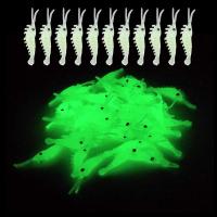 50Pcs Luminous Shrimp Fishing Bait Soft Lure Worms Glow Shrimps Fishing Lures for Bass Crappie Fishing Lures 3.5cm