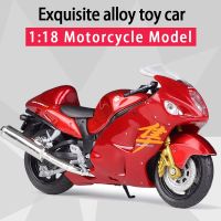 ของเล่น SUZUKI HAYABUSA GSX 1300R แบบรถจักรยานยนต์ Diecast สามารถทำงานได้ของเล่นดูดซับแรงสั่นสะเทือนสำหรับเด็กของขวัญคอลเลกชันของเล่น