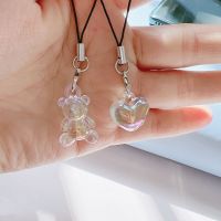 New Arrival 1 Piece High Quality Transparent Bear Mobile Phone Charm Cute Clear Love Heart Phone Strap Keychains Lanyard for Key