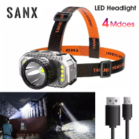 SANX ไฟฉายแรงสูงติดตั้งที่หัวไฟหน้ารถมอเตอร์ไซค์แบบ LED ไฟฉายแบบคาดศีรษะไฟ LED เปลี่ยนสีได้สำหรับใช้กลางแจ้งในครัวเรือนทางไกล