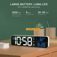 Digital Alarm Clock Dual Mode Wireless Digital Snooze Electronic Mirror Clocks 5 Brightness Adjustable Backlight Snooze Mute Desktop Electronic Temperature Display Bedside Music Clocks For Home Office Table Wall