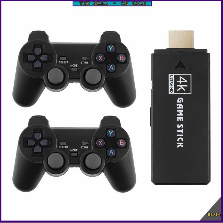 HDMI 4K TV Game Stick 64G 10000+ Game Video Built in Games Console + 2×  Wireless Gamepad 