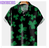 St. Patrick’s Day Shamrock Print Casual Short Sleeve Polo Shirt