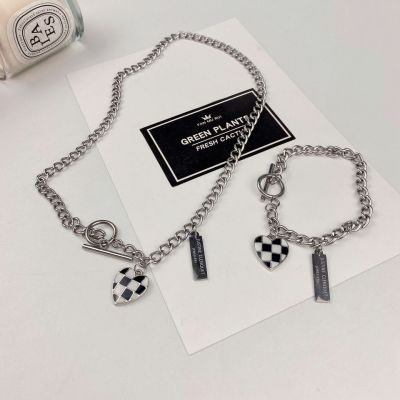 Punk Style Bracelet Checkerboard Necklace Necklace Love Pendant Necklace Love Pendant Bracelet