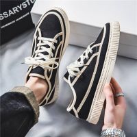 ? Canvas mens shoes autumn trend niche all-match casual flat shoes junior high school students sports soft-soled black cloth shoes trendy shoes