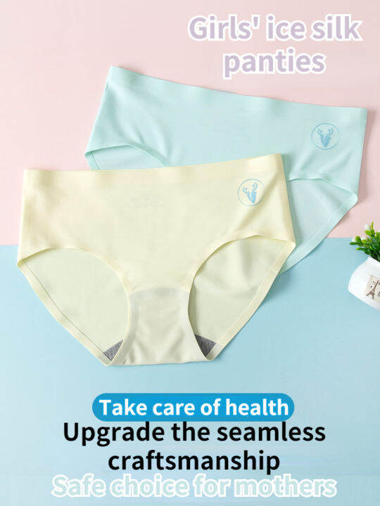 【3PS Ready Stock】Ice Silk Girl's Underwear Seamless Development Period