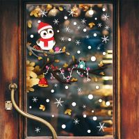 Christmas Window Wall Stickers Snowman Removable Decal Merry Christmas Decorations Kids Room Wall Decals New Year 2022 Stickers