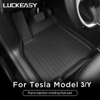 LUCKEASY สำหรับ Tesla รุ่น3 TPE กันน้ำทนทานต่อการฉีกขาดแผ่นรองเท้าอุปกรณ์ตกแต่งรถยนต์พรมกระโปรงหลังรถด้านหน้าและด้านหลัง