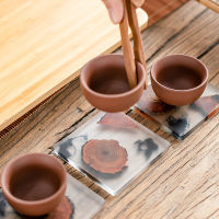 Spot parcel post Japanese Style Wood Teacup Mat Resin Heat Proof Mat Simple Cup Saucer Creative Gasket Tea Ceremony Utensils Household Arborvitae Mat Tea